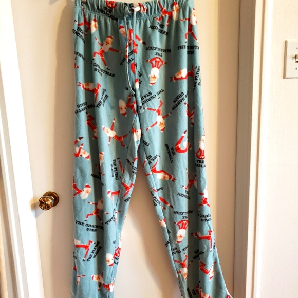 Mad Engine Super Soft Santa Lounge Christmas Pants Teal Red Gift X-Mas NWOT W-M - Picture 1 of 9